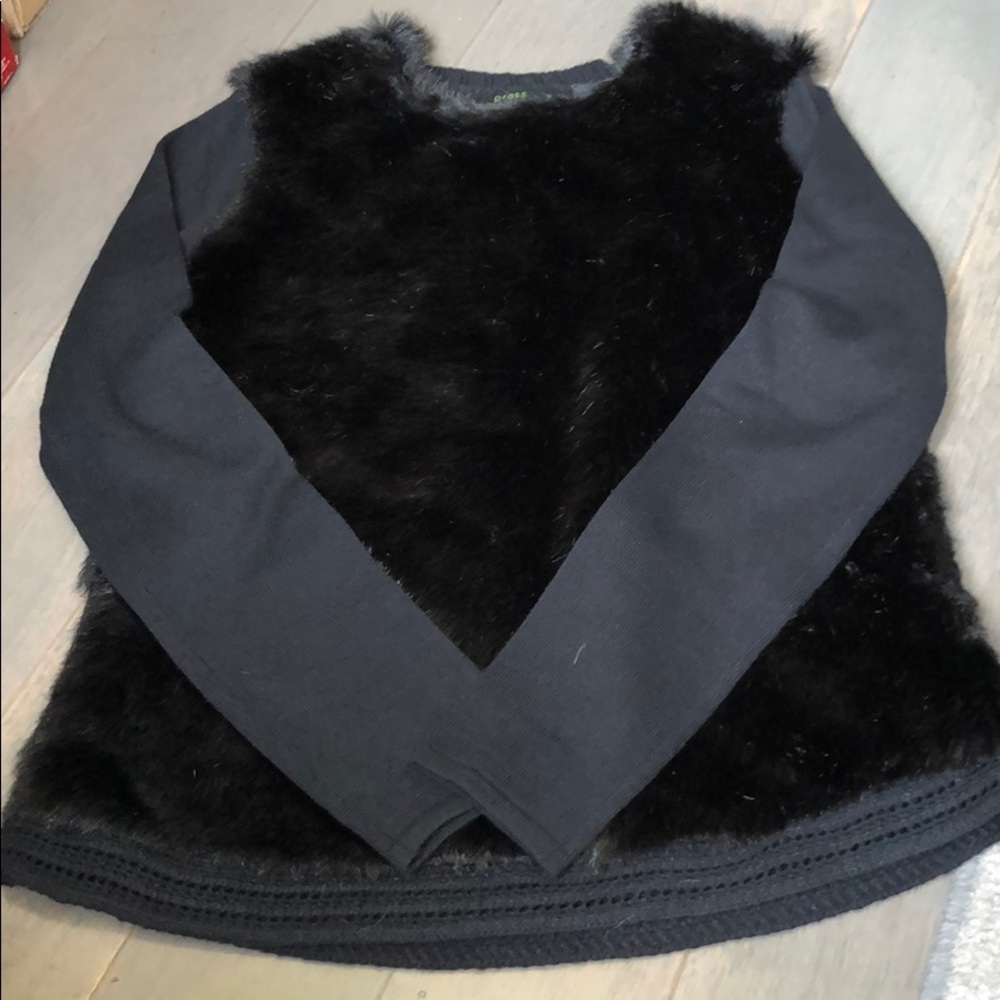 Mixed media faux fur & cotton/polyester sweater. S